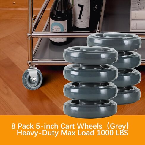 8 Pack Shopping Cart Replacement Wheels Kit, 5" Shopping Cart Replacement Wheels Kit, Double Ball Bearing TPU Silent Supermarket Wheels for Supermarket (Blue) in Saudi Arabia