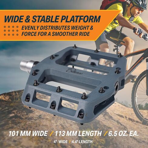 دواسات الدراجة الجبلية Bikeroo - دواسات MTB من ألياف النايلون للدراجات الجبلية والطرق - دواسة دراجة مسطحة للبالغين in Saudi Arabia
