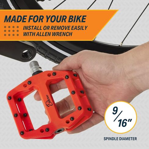 دواسات الدراجة الجبلية Bikeroo - دواسات MTB من ألياف النايلون للدراجات الجبلية والطرق - دواسة دراجة مسطحة للبالغين in Saudi Arabia