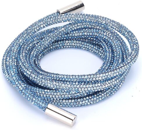 Rhinestones Ribbon, Rhinestone Rope Shiny Crystal Decoration Accessory for Clothing DIY Sewing Shoelaces 6mm(Light Blue) Rhinestones in Saudi Arabia