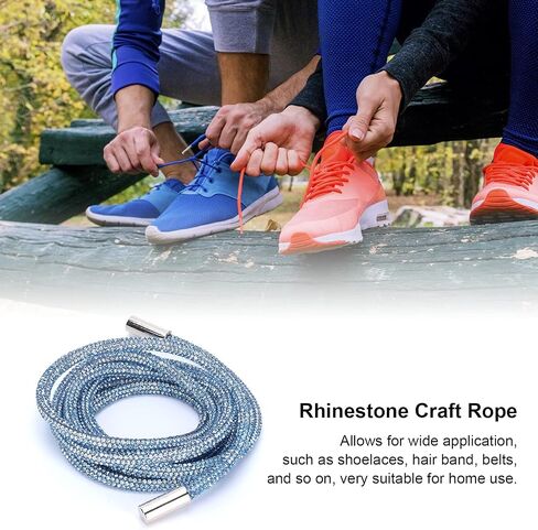 Rhinestones Ribbon, Rhinestone Rope Shiny Crystal Decoration Accessory for Clothing DIY Sewing Shoelaces 6mm(Light Blue) Rhinestones in Saudi Arabia