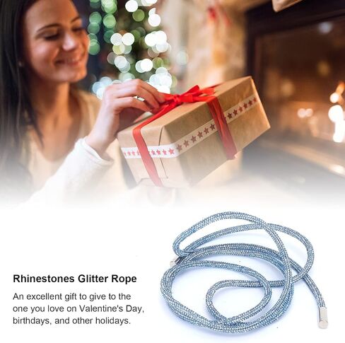 Rhinestones Ribbon, Rhinestone Rope Shiny Crystal Decoration Accessory for Clothing DIY Sewing Shoelaces 6mm(Light Blue) Rhinestones in Saudi Arabia