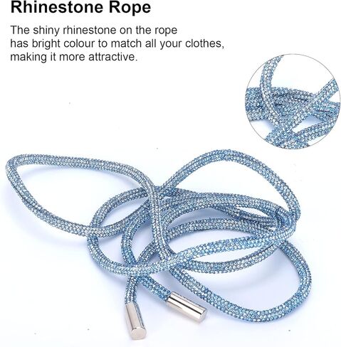 Rhinestones Ribbon, Rhinestone Rope Shiny Crystal Decoration Accessory for Clothing DIY Sewing Shoelaces 6mm(Light Blue) Rhinestones in Saudi Arabia