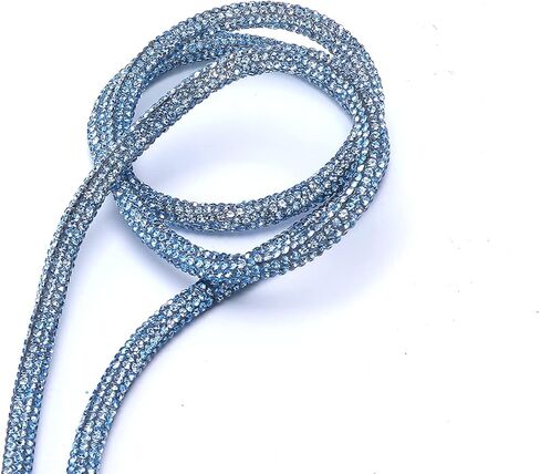 Rhinestones Ribbon, Rhinestone Rope Shiny Crystal Decoration Accessory for Clothing DIY Sewing Shoelaces 6mm(Light Blue) Rhinestones in Saudi Arabia