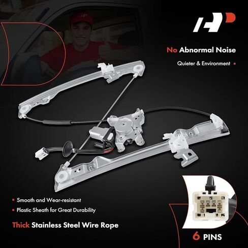 A-Premium Electric Power Window Regulator with 6-Pin Motor Compatible with Nissan Altima 2002-2006 Sedan, with Auto Up/Down Feature, Front Left Driver Side in Saudi Arabia