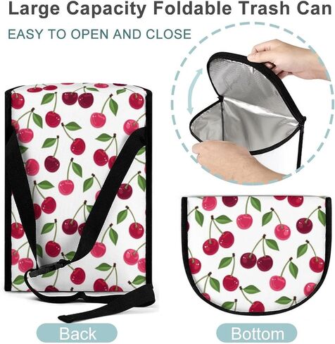 Cherry Car Accessories Back Seat Multipurpose Car Trash Can with Lid, Leak Proof Waterproof Hanging Car Garbage Can for Road Trip Travel in Kuwait