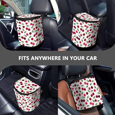 Cherry Car Accessories Back Seat Multipurpose Car Trash Can with Lid, Leak Proof Waterproof Hanging Car Garbage Can for Road Trip Travel in Kuwait