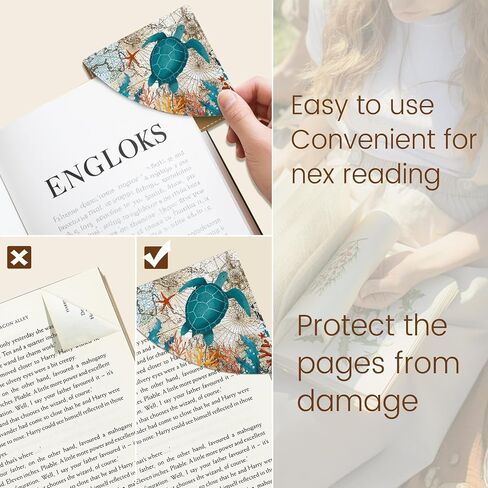 إشارات مرجعية لطيفة على شكل سلحفاة البحر، ملحقات كتب جلدية مضحكة لمحبي الكتب، 3 قطع من علامات صفحة كتاب القراءة للنساء والرجال والطالبات والمدرسين والبنات والأولاد والأطفال وهدايا عيد ميلاد التقاعد in Saudi Arabia