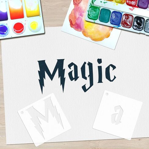 استنسل حروف قوطية مقاس 5.08 سم للرسم، 66 قطعة من استنسل إنجليزي قديم قابل لإعادة الاستخدام، طقم قالب رسم رمز رقم حرف الخط لمشروع فني لافتات سجل القصاصات في المجلات in Kuwait