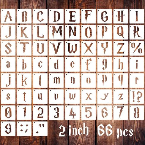 استنسل حروف قوطية مقاس 5.08 سم للرسم، 66 قطعة من استنسل إنجليزي قديم قابل لإعادة الاستخدام، طقم قالب رسم رمز رقم حرف الخط لمشروع فني لافتات سجل القصاصات في المجلات in Kuwait