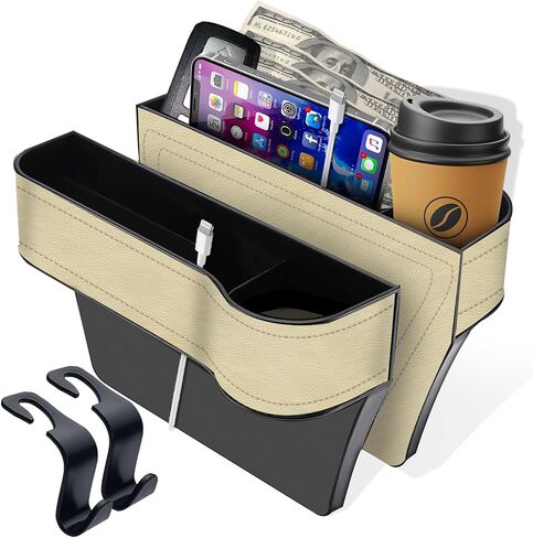 2 Pack Car Seat Gap Organizer, Multifunctional Car Seat Storage Box with Cup Holders, Car Console Side & Front Seat Organizer in Saudi Arabia