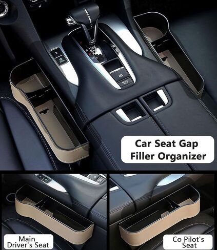 2 Pack Car Seat Gap Organizer, Multifunctional Car Seat Storage Box with Cup Holders, Car Console Side & Front Seat Organizer in Saudi Arabia