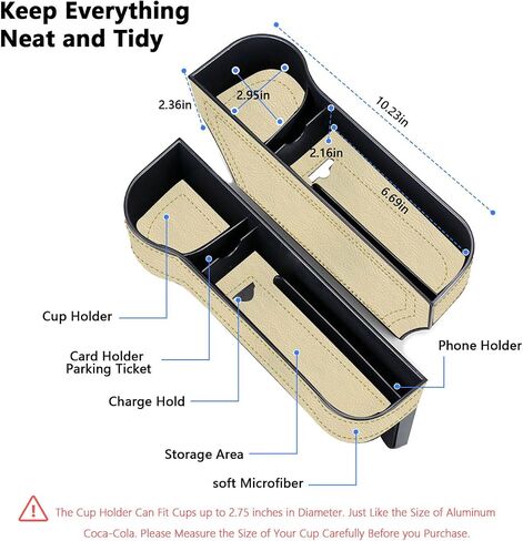 2 Pack Car Seat Gap Organizer, Multifunctional Car Seat Storage Box with Cup Holders, Car Console Side & Front Seat Organizer in Saudi Arabia