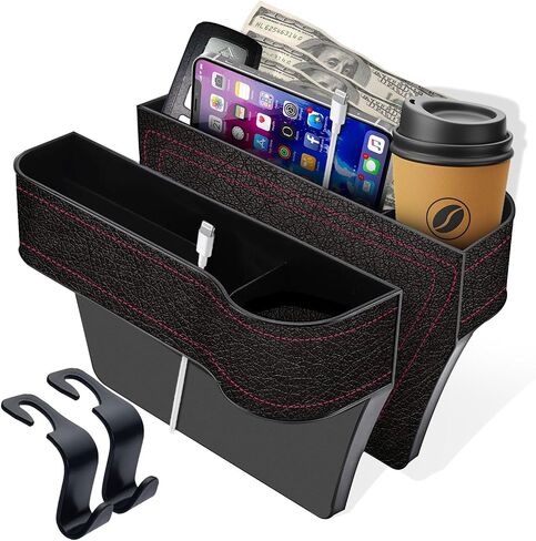 2 Pack Car Seat Gap Organizer, Multifunctional Car Seat Storage Box with Cup Holders, Car Console Side & Front Seat Organizer in Saudi Arabia