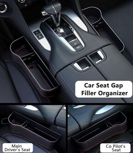 2 Pack Car Seat Gap Organizer, Multifunctional Car Seat Storage Box with Cup Holders, Car Console Side & Front Seat Organizer in Saudi Arabia