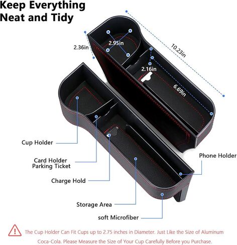 2 Pack Car Seat Gap Organizer, Multifunctional Car Seat Storage Box with Cup Holders, Car Console Side & Front Seat Organizer in Saudi Arabia