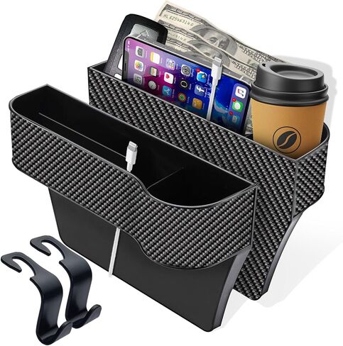 2 Pack Car Seat Gap Organizer, Multifunctional Car Seat Storage Box with Cup Holders, Car Console Side & Front Seat Organizer in Saudi Arabia