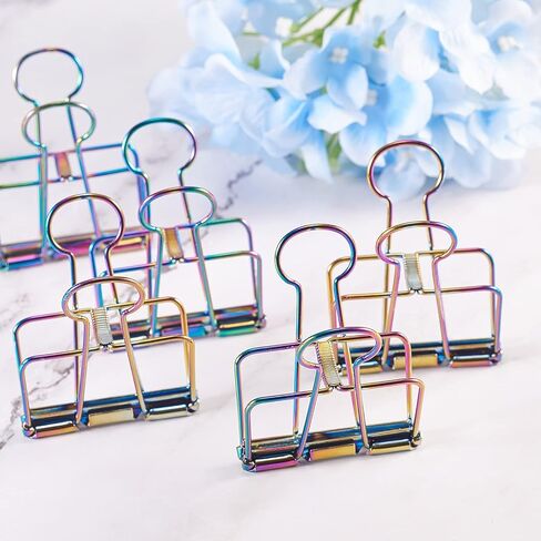 LiQunSweet 10 Pcs 0.75 Inch Colorful Metal Skeleton Frame Hollow Wire Binder Clips Notes Letter Paper Clip Office Supplies in Saudi Arabia
