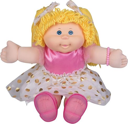 دمية كلاسيكية للأطفال من Cabbage Patch مع شعر غزل حقيقي، 40.64 سم - دمية طفل أصلية قابلة للتبني على الطراز القديم - مرخصة رسميًا - هدية للفتيات - عيون شقراء/زرقاء in Kuwait