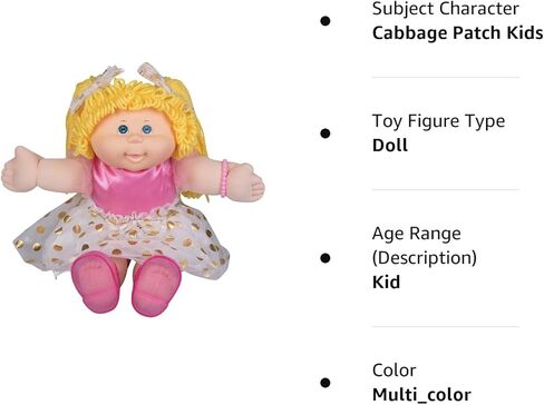 دمية كلاسيكية للأطفال من Cabbage Patch مع شعر غزل حقيقي، 40.64 سم - دمية طفل أصلية قابلة للتبني على الطراز القديم - مرخصة رسميًا - هدية للفتيات - عيون شقراء/زرقاء in Kuwait