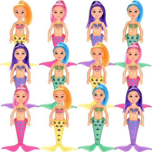 12 Pack Mermaid Dolls Pretend Playset - 6" Mini Figures Toy Bundle Set with Removable Accessories - Ideal for Kids, Girls, Party Favors and Imaginative Playtime in Saudi Arabia