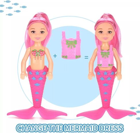 12 Pack Mermaid Dolls Pretend Playset - 6" Mini Figures Toy Bundle Set with Removable Accessories - Ideal for Kids, Girls, Party Favors and Imaginative Playtime in Saudi Arabia