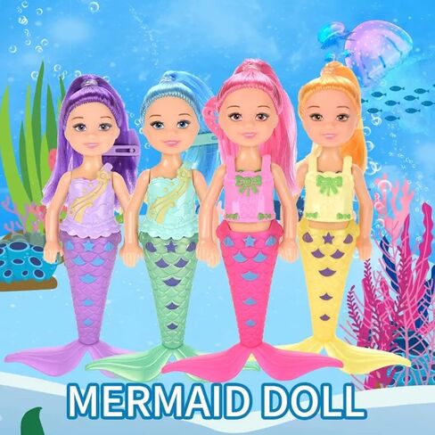 12 Pack Mermaid Dolls Pretend Playset - 6" Mini Figures Toy Bundle Set with Removable Accessories - Ideal for Kids, Girls, Party Favors and Imaginative Playtime in Saudi Arabia