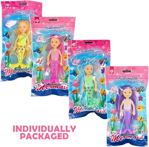 12 Pack Mermaid Dolls Pretend Playset - 6" Mini Figures Toy Bundle Set with Removable Accessories - Ideal for Kids, Girls, Party Favors and Imaginative Playtime in Saudi Arabia