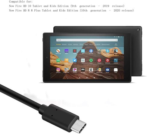 شاحن سريع USB C بطول 5 أقدام متوافق مع جهاز Fire HD 8 اللوحي الجديد، وFire HD 8 Plus وإصدار الأطفال، وجهاز Kids Pro Tablet (2020) in Kuwait