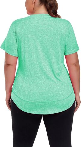 Women's Plus Size Workout Tops Short Sleeve Loose fit Shirts Athletic Gym Yoga Clothing in Saudi Arabia