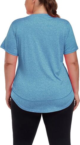 Women's Plus Size Workout Tops Short Sleeve Loose fit Shirts Athletic Gym Yoga Clothing in Saudi Arabia