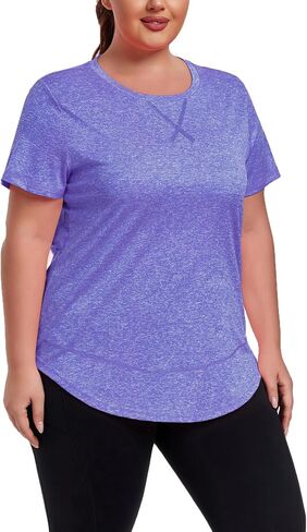 Women's Plus Size Workout Tops Short Sleeve Loose fit Shirts Athletic Gym Yoga Clothing in Saudi Arabia