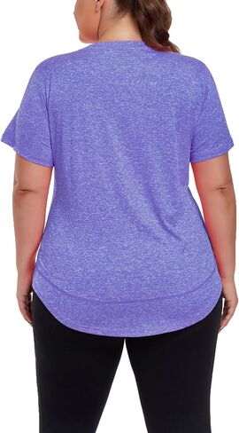 Women's Plus Size Workout Tops Short Sleeve Loose fit Shirts Athletic Gym Yoga Clothing in Saudi Arabia