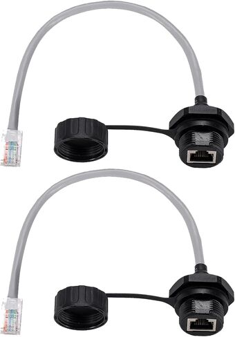 PENGLIN 2PCS RJ45 Waterproof Ethernet Connector,Panel Mounting RJ45 Cat5/5e Ethernet LAN Cable Connector Double Head for Outdoor Network LED Equipment in Saudi Arabia