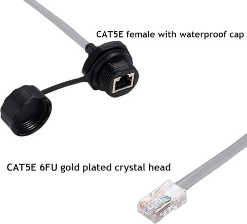 PENGLIN 2PCS RJ45 Waterproof Ethernet Connector,Panel Mounting RJ45 Cat5/5e Ethernet LAN Cable Connector Double Head for Outdoor Network LED Equipment in Saudi Arabia