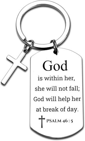 Inspirational Scripture Metal Key Chains with Cross Pendant - Bible Verse Keychain Religious Gift for Christian in Kuwait