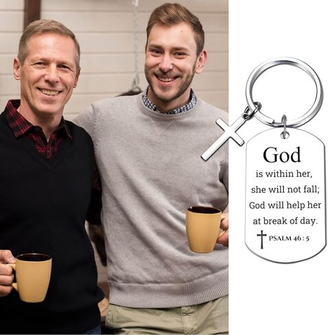 Inspirational Scripture Metal Key Chains with Cross Pendant - Bible Verse Keychain Religious Gift for Christian in Kuwait