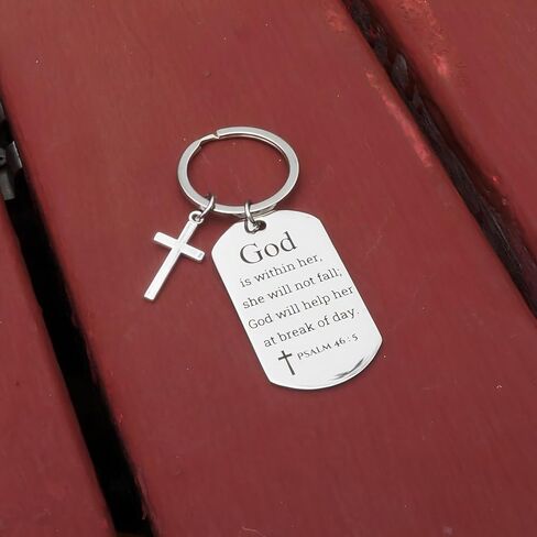 Inspirational Scripture Metal Key Chains with Cross Pendant - Bible Verse Keychain Religious Gift for Christian in Kuwait