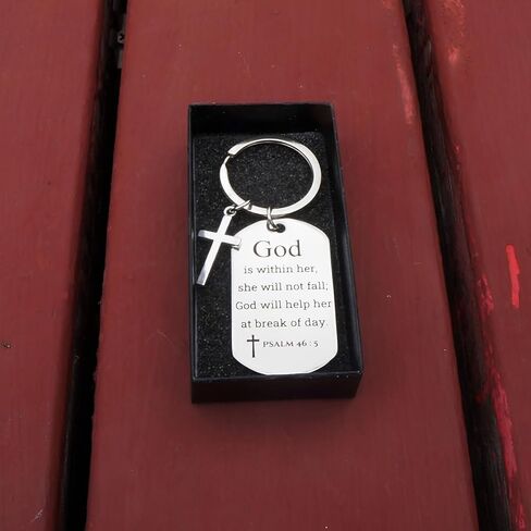 Inspirational Scripture Metal Key Chains with Cross Pendant - Bible Verse Keychain Religious Gift for Christian in Kuwait