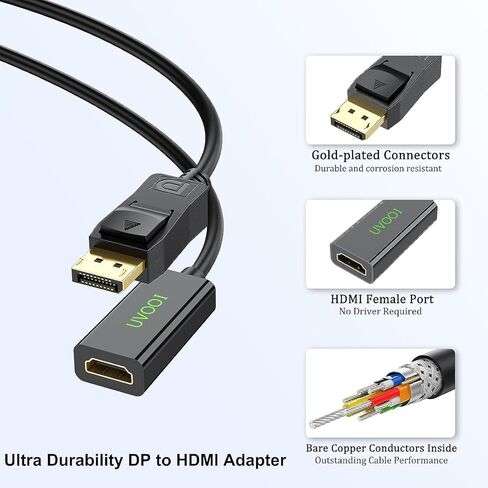 محول DisplayPort إلى HDMI، محول Display Port DP إلى HDMI (ذكر إلى أنثى) 1080P متوافق مع شاشة الكمبيوتر المحمول HDTV والمزيد in Kuwait