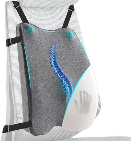 Lumbar Support Pillow for Office Chair – Premium Memory Foam Back Cushion, Back Support Pillow for Car Seats, Lower Back Pain Relief, Improves Posture, 3 Adjustable Straps in Saudi Arabia