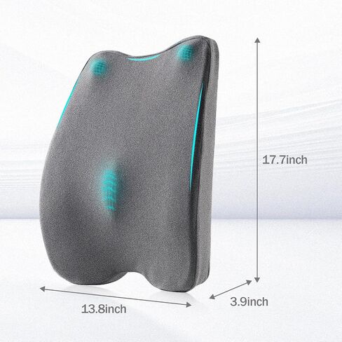 Lumbar Support Pillow for Office Chair – Premium Memory Foam Back Cushion, Back Support Pillow for Car Seats, Lower Back Pain Relief, Improves Posture, 3 Adjustable Straps in Saudi Arabia