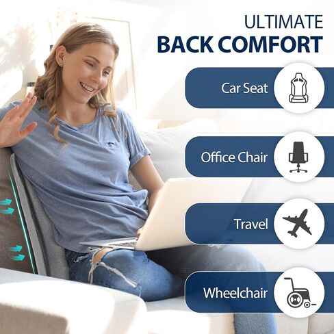 Lumbar Support Pillow for Office Chair – Premium Memory Foam Back Cushion, Back Support Pillow for Car Seats, Lower Back Pain Relief, Improves Posture, 3 Adjustable Straps in Saudi Arabia
