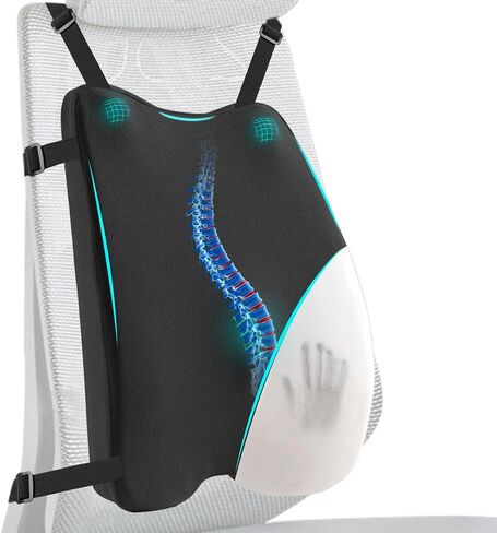 Lumbar Support Pillow for Office Chair – Premium Memory Foam Back Cushion, Back Support Pillow for Car Seats, Lower Back Pain Relief, Improves Posture, 3 Adjustable Straps in Saudi Arabia