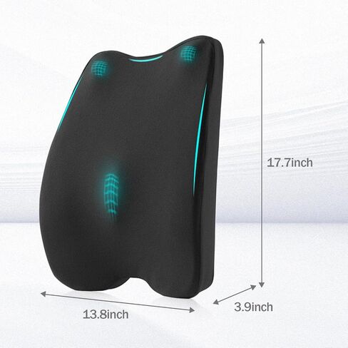 Lumbar Support Pillow for Office Chair – Premium Memory Foam Back Cushion, Back Support Pillow for Car Seats, Lower Back Pain Relief, Improves Posture, 3 Adjustable Straps in Saudi Arabia