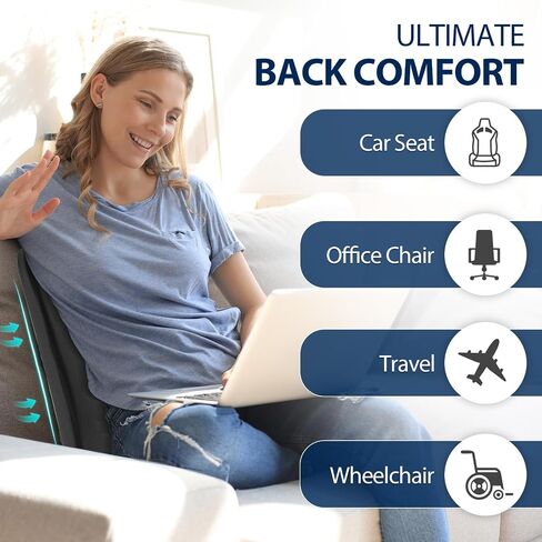 Lumbar Support Pillow for Office Chair – Premium Memory Foam Back Cushion, Back Support Pillow for Car Seats, Lower Back Pain Relief, Improves Posture, 3 Adjustable Straps in Saudi Arabia