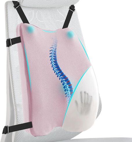Lumbar Support Pillow for Office Chair – Premium Memory Foam Back Cushion, Back Support Pillow for Car Seats, Lower Back Pain Relief, Improves Posture, 3 Adjustable Straps in Saudi Arabia