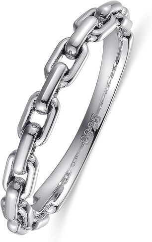 سلسلة ربط الفرقة خواتم 925 فضة بيان خواتم تكويم الدائري للنساء الفتيات الكوبية ربط سلسلة الفرقة خواتم حجم 5-9 in Kuwait