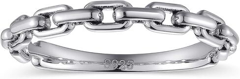 سلسلة ربط الفرقة خواتم 925 فضة بيان خواتم تكويم الدائري للنساء الفتيات الكوبية ربط سلسلة الفرقة خواتم حجم 5-9 in Kuwait