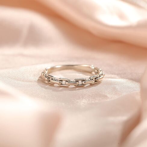 سلسلة ربط الفرقة خواتم 925 فضة بيان خواتم تكويم الدائري للنساء الفتيات الكوبية ربط سلسلة الفرقة خواتم حجم 5-9 in Kuwait